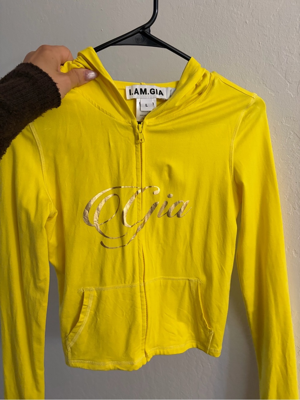 I.AM.GIA Yellow Logo Zip Hoodie